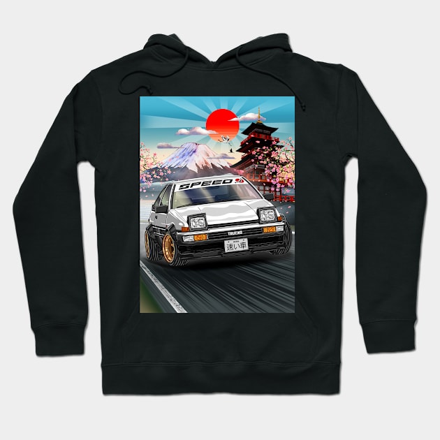 Toyota Trueno (AE86) 1986 Drifting Hoodie by Guyvit